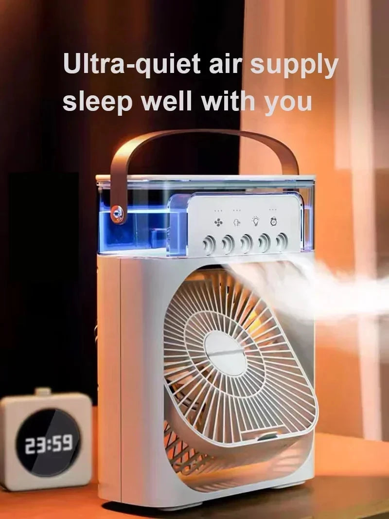 2026 3 In 1 Mini Air Cooler LED Night Light Humidifier Portable Cooling Device For Home Office Desktop Air Refreshing Appliance