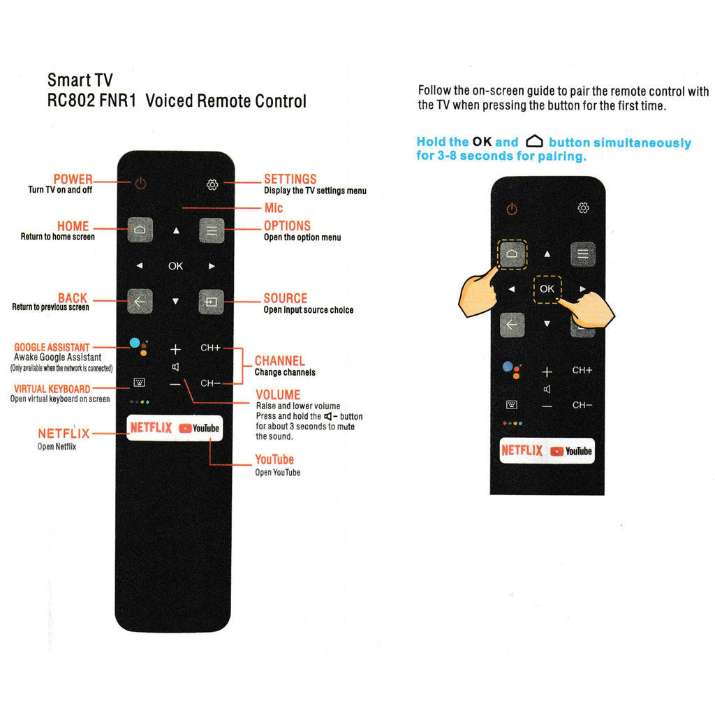 New Original Voice Remote Control RC802V FMR1 FNR1 FUR6 FUR4 FUR7 For TCL Android Smart TV Universal Bluetooth Remote Controller