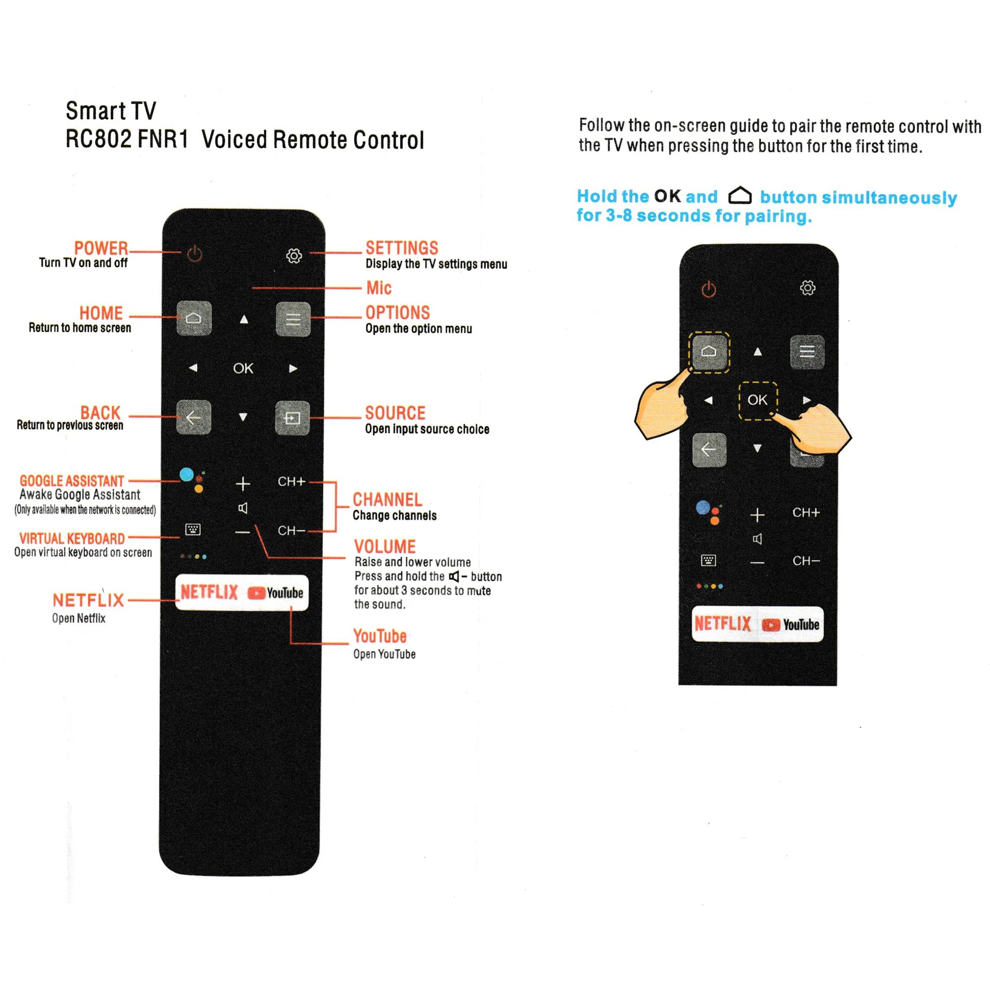New Original Voice Remote Control RC802V FMR1 FNR1 FUR6 FUR4 FUR7 For TCL Android Smart TV Universal Bluetooth Remote Controller