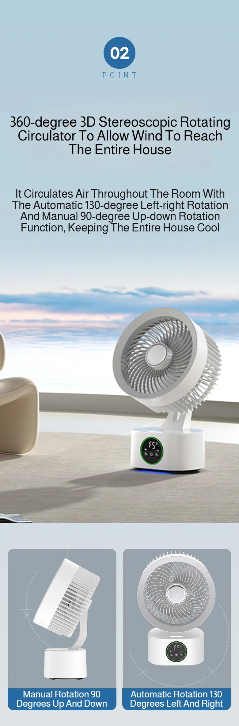 Smart Voice USB Fan Air Circulation Timer Fan Portable Night Light Function Fan, For Outdoor Travel And Student Dormitories