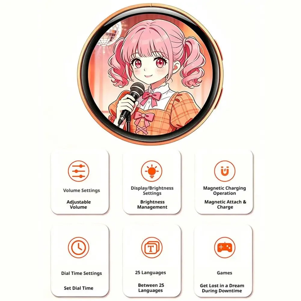 For Ebadge 1.50 Inch Electronic Bar Full Touch Electronic Badge Trendy Play Guzi Anime Badge Fashionable And Cool Standby Mode