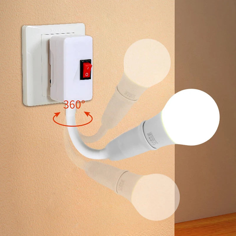 EU Plug to E27 Lamp Holder Light Bulb Socket With Switch Flexible Lamp Base Conversion Table Lamp Converter