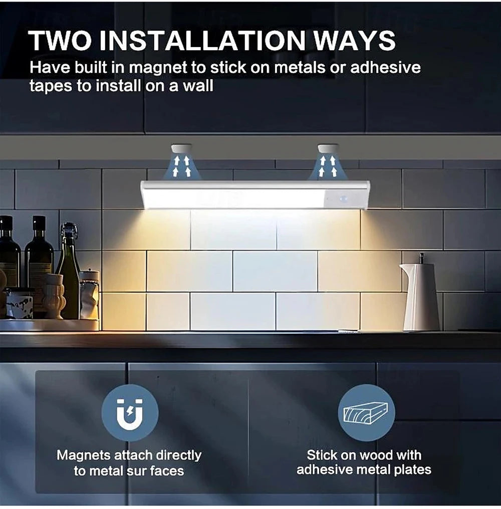 Night Light LED Motion Sensor Under Cabinet Lights USB Rechargeable Portable Lamp Lighting Bar For Bedroom Kitchen Accessories