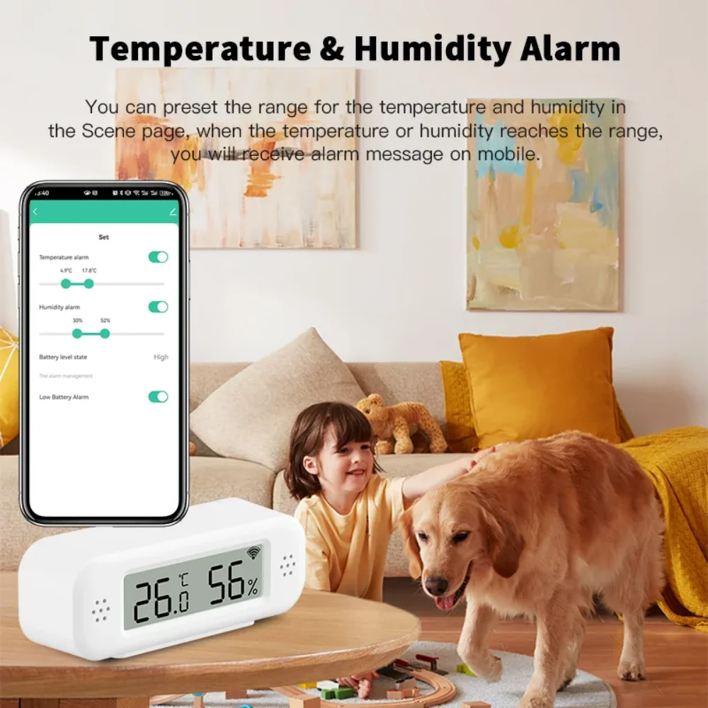 Tuya WiFi Temperature Humidity Sensor For Smart Home Thermometer Hygrometer APP Remote Control Work with Yandex SmartLife Alexa