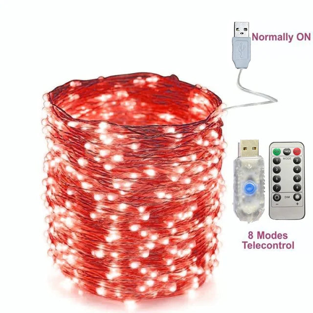 5M-30M USB String Lights 8 Modes Fairy Lights Copper Wire LED String Lights for Christmas Wedding New Year Garland Decoration