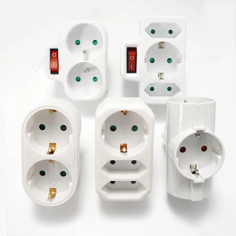 EU Extension Socket With Switch ON/OFF Electrical Plug European Standard Russia Spain Ukraine Korea Power Converter Plug Adapter