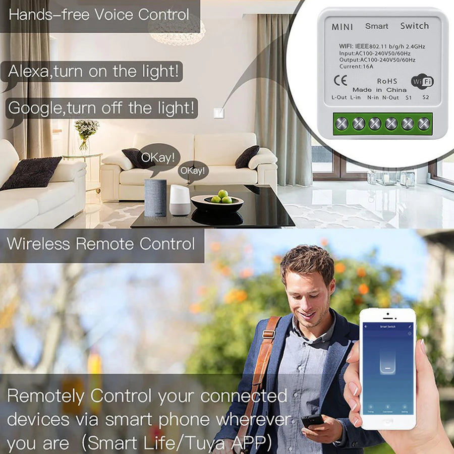 Tuya WiFi Smart Light Switch Smart Home Wireless RF 433mhz Push Button Wall Switch Via Alexa Google Home Alice Smart Life App