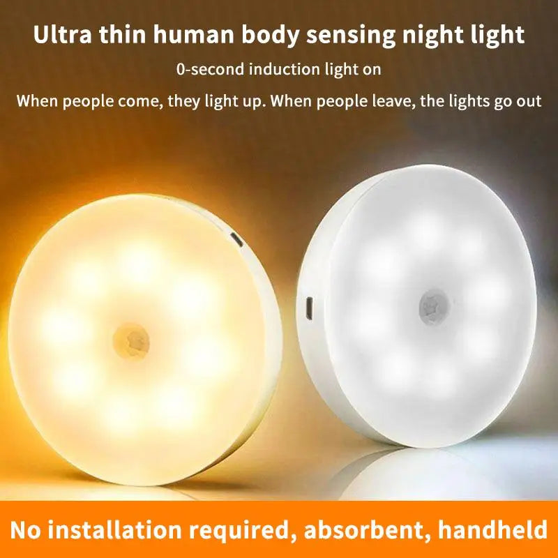 Motion Sensor LED Night Light USB Rechargeable Night Lamp For Kitchen Cabinet Wardrobe Lamp Staircase Wireless Closet Light·
