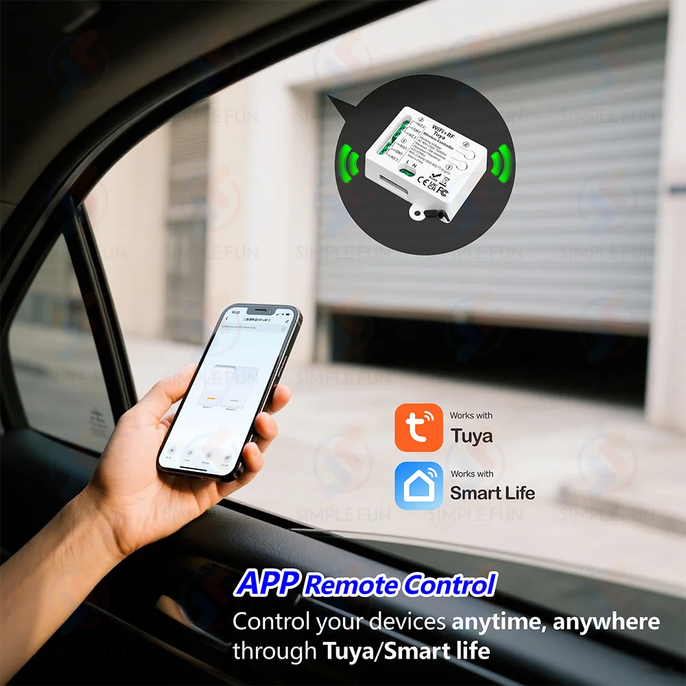 Tuya WiFi RF 433Mhz Smart Light Switch Motor Switch AC 110V 220V 230V 10A 2CH Support Alexa Google Home,for Lamp Garage Door