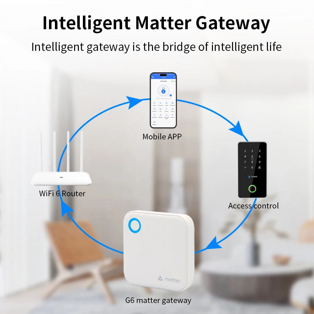 TTLOCK Matter Gateway G6 Bluetooth to Wifi Smart Home Hub 2.4G WiFi Compatible With TTlock App Apple Home Control for Door Locks