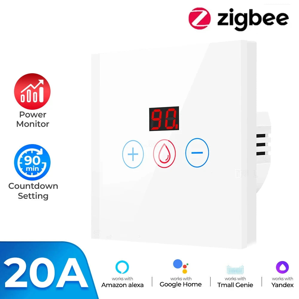Tuya EU US WiFi/zigbee Smart Water Heater Boiler Switch With Power Monitor Smart Life Control Works With Alexa Alice Google Home