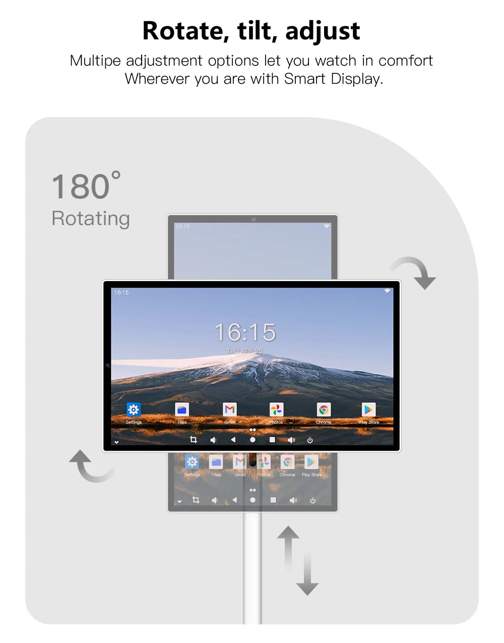 24 Inch Smart Home Fitness Entertainment Movable Charging Screen Built in Dual Speaker High-Definition Camera Smart TV