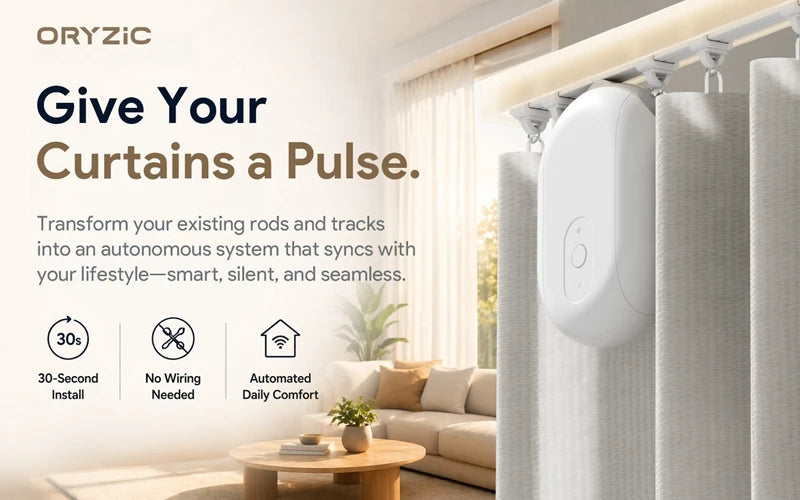 ORYZIC Tuya Zigbee Rechargeable Curtain Motor Pusher Robot Voice Control Works with Alexa Google Home