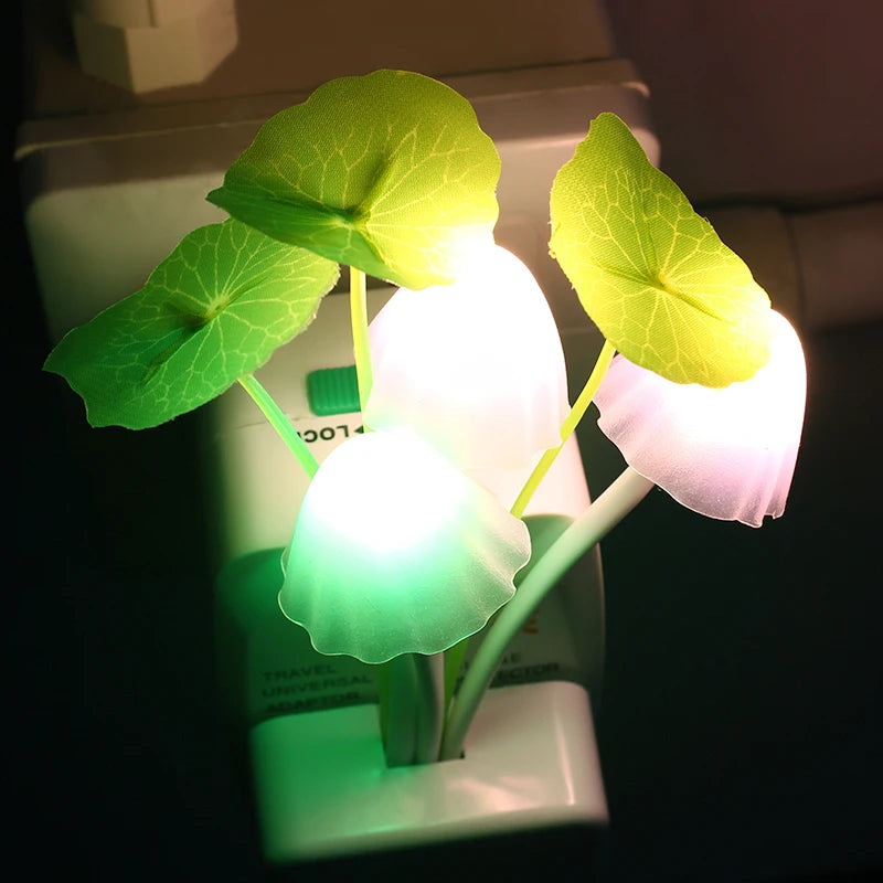 3 LED Wall Light-control Sensor Night Lights Induction Dream Fung Mushroom Lamps Home Bedroom Decorative 110V/220V EU US Plug