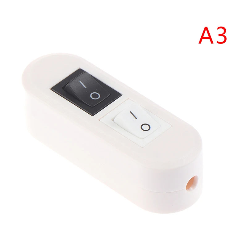 Inline Cord Switch AC 250V 10A Duplex On/Off Feed-Through For Bedroom Table Lamp Desk Light Two-button Boat Shape Switch