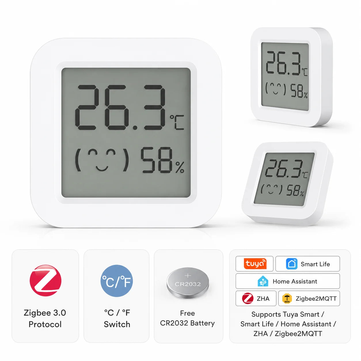Tuya Zigbee2MQTT Thermometer Hygrometer Sensor Temperature Humidity Sensor Require Hub work with Tuya Smart Alexa Yandex ZHA