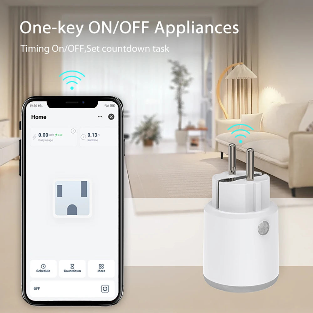 Matter Smart Power Plug Wifi 16A Power Meter Remote Control EU Outlet Works with Tuya Homekit Echo Alexa Google Home Smartlife