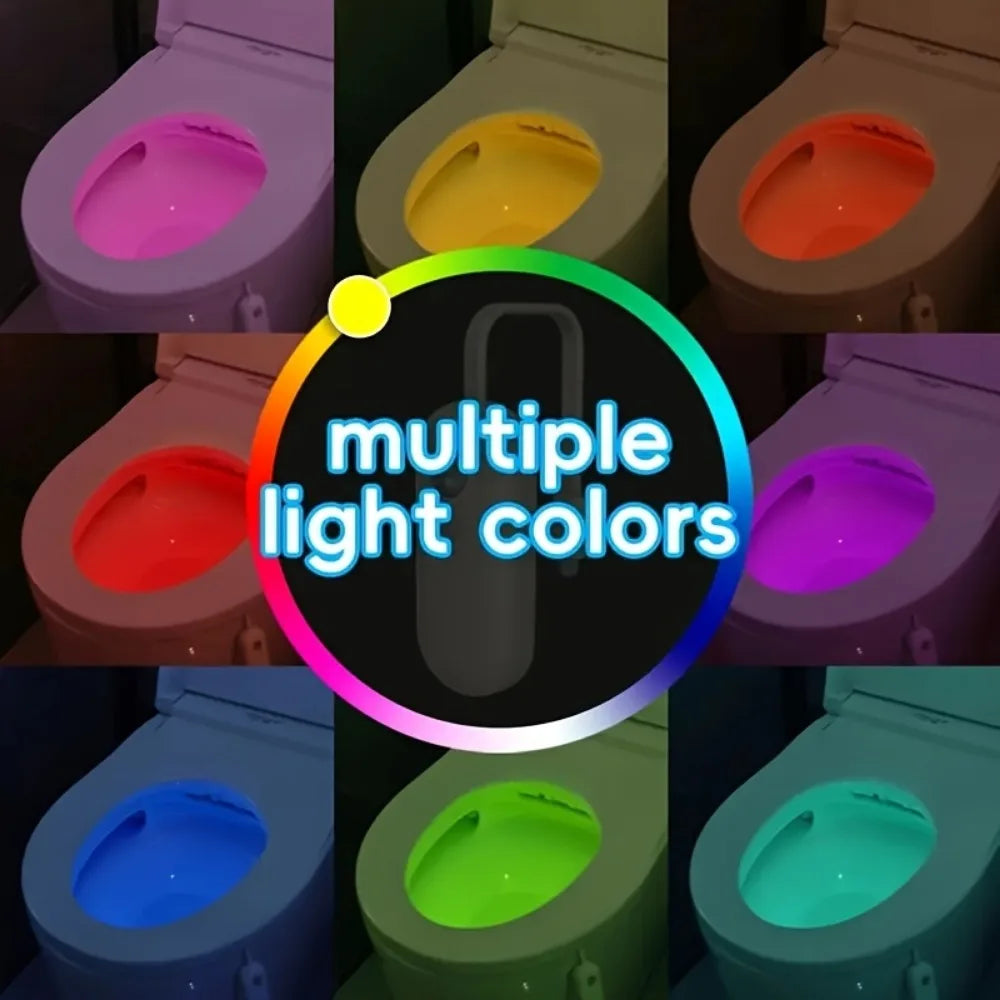 RGB Motion Sensor LED Toilet Light, Multi-Color Adjustable Bathroom Night Light, USB Charging, Easy to Install, Suitable for Bat