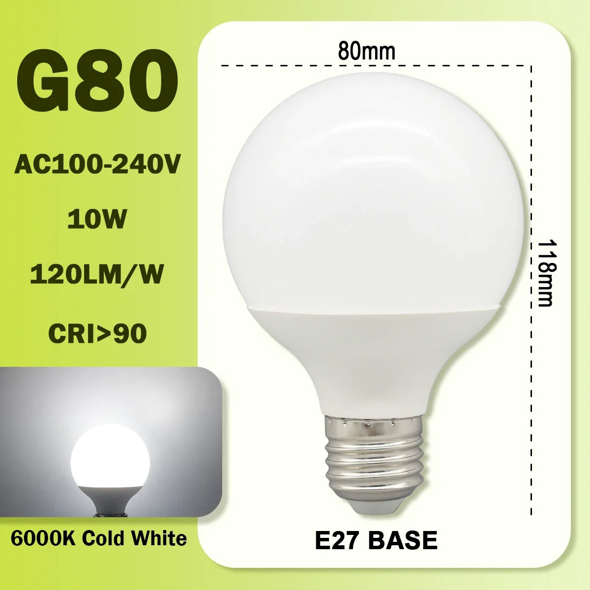 Energy Saving LED Bulb G80 G95 G120 Global Light Lamp E27 Bubble Ball Bulb 3PCS Pack RA90 White Warm White LED 110V 220V