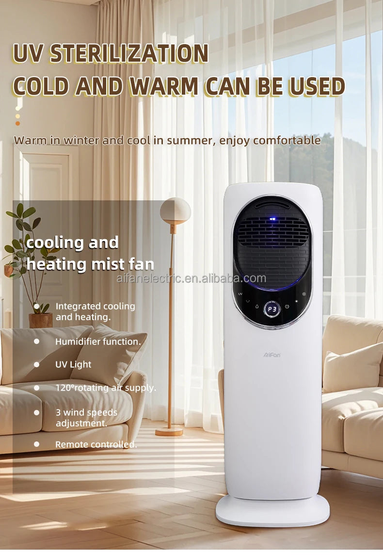 New Smart Fan Cooling Purpose Office Home Indoor Portable Bladeless Electric Fan Heater with Remote Controller