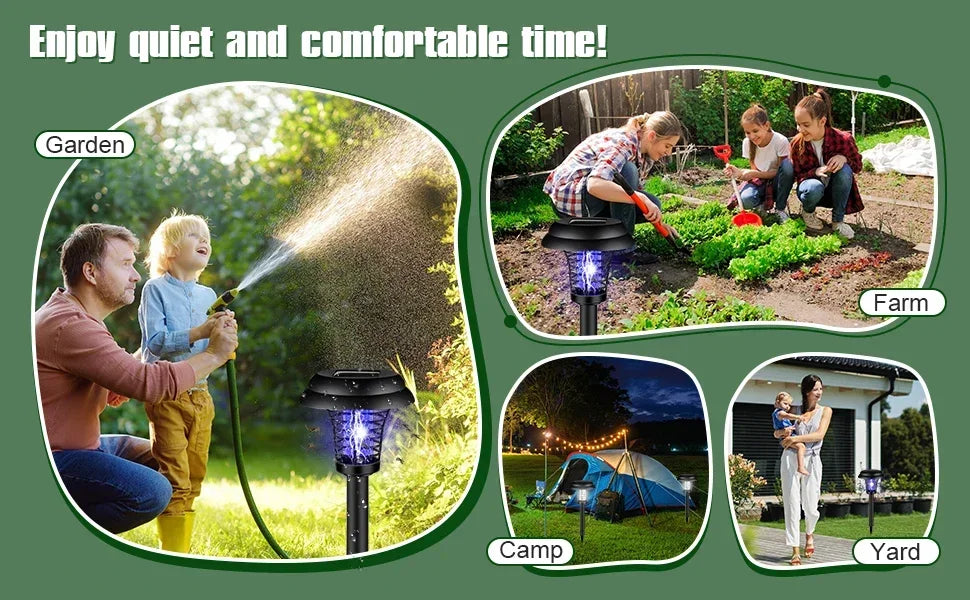 Solar Mosquito Killer Lamp Home Garden Waterproof Mosquito Repeller Outdoor Camping Electric Mosquito Artifact Lighting Lamps