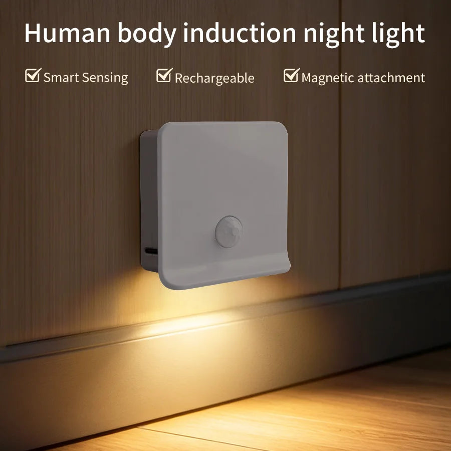 Motion Sensor Light Rechargeable Night Light Inductor Lights Kitchen Stairs Hallway Closet Bedroom Decoration Security Lighting