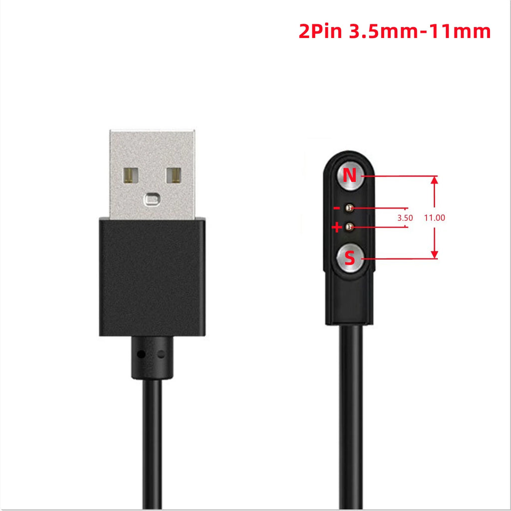 Smart Watch Magnetic Charging Cable USB Charger 2Pin 4Pin Long Power Adapter Line For Smartwatch Juicer Facial Beauty Devices