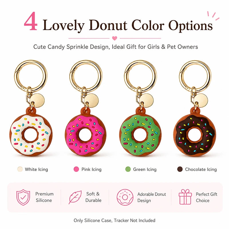 Silicone Keychain for Apple Airtags Case Protective Cover Tracker Accessories Shell Anti-scratch Air Tag Cartoon Donut Holder