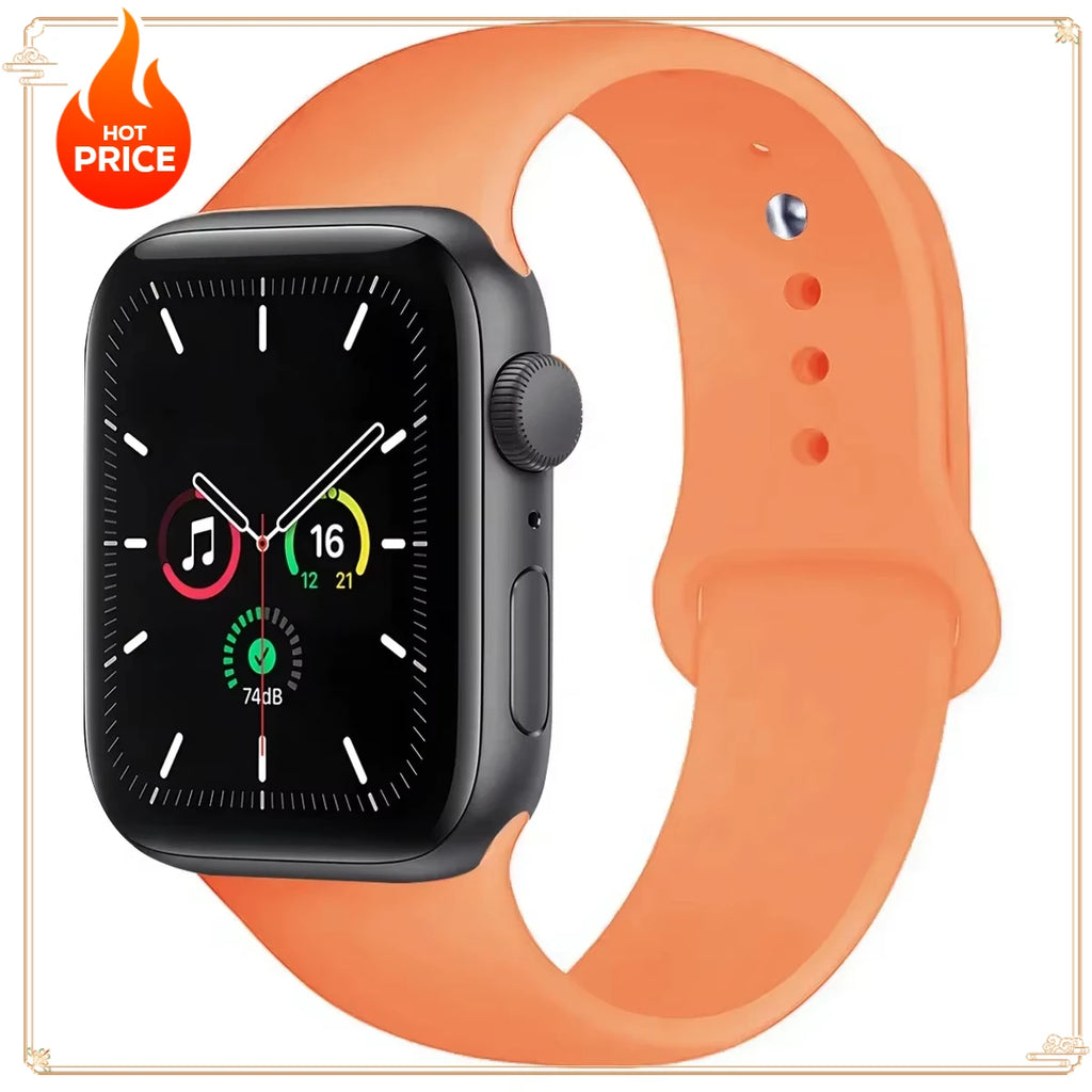 Original Silicone Strap for Apple Watch Band 38/40/41/42/44/45/46MM 49mm Bracelet for Iwatch Serie 10 9 7 4 5 6 8 SE Ultra 2 3