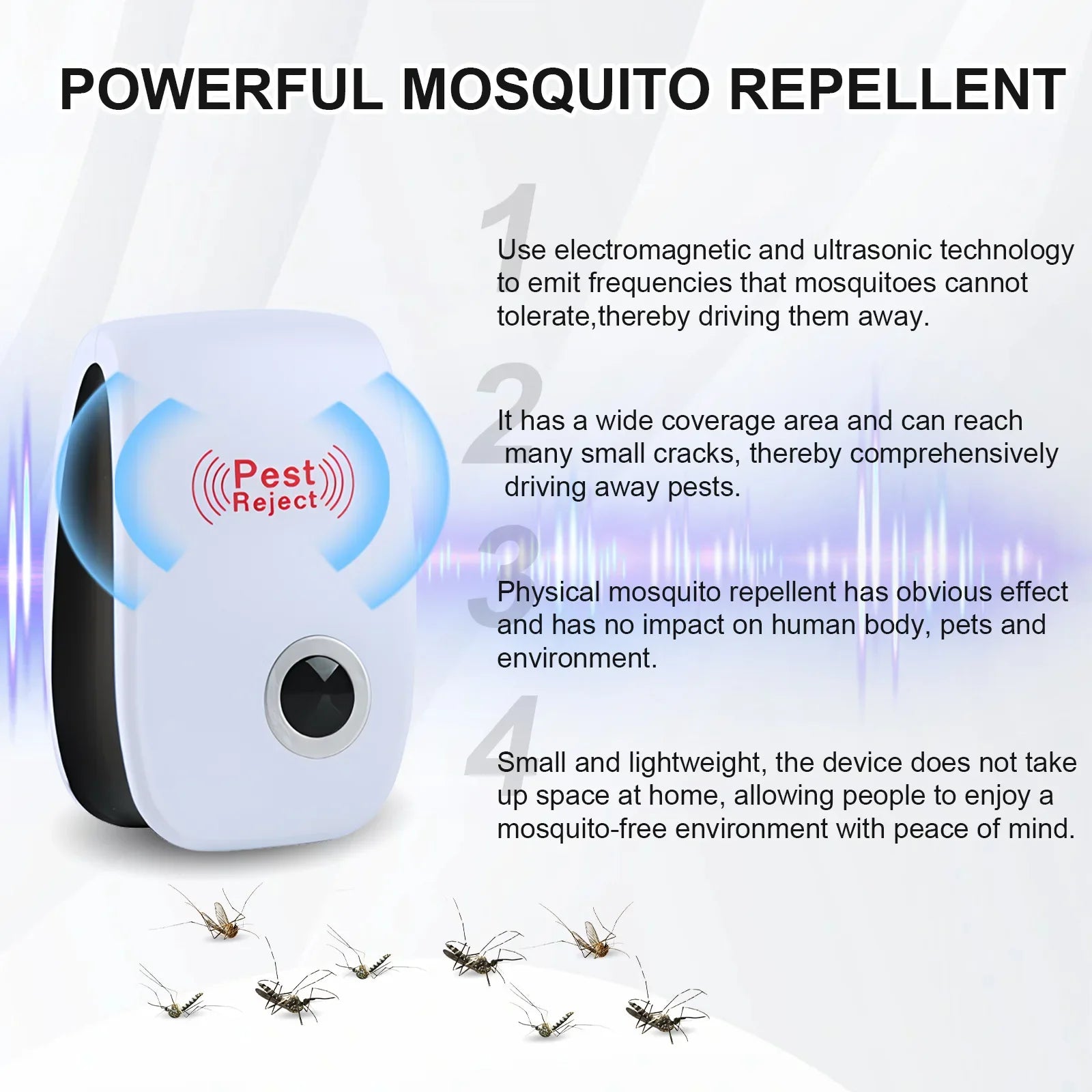 Plug-In Ultrasonic Pest Repeller,Electronic Insect Control,Mosquito Repellent For Home,Repels Mice Ants Spiders Cockroaches