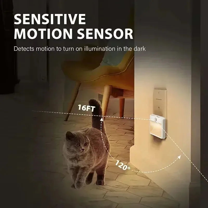 LED Night Light EU US UK AU Plug In Smart Motion Sensor Light Wall Lamp for Home Aisle Hallway Stair Kitchen Bedroom Night Lamp