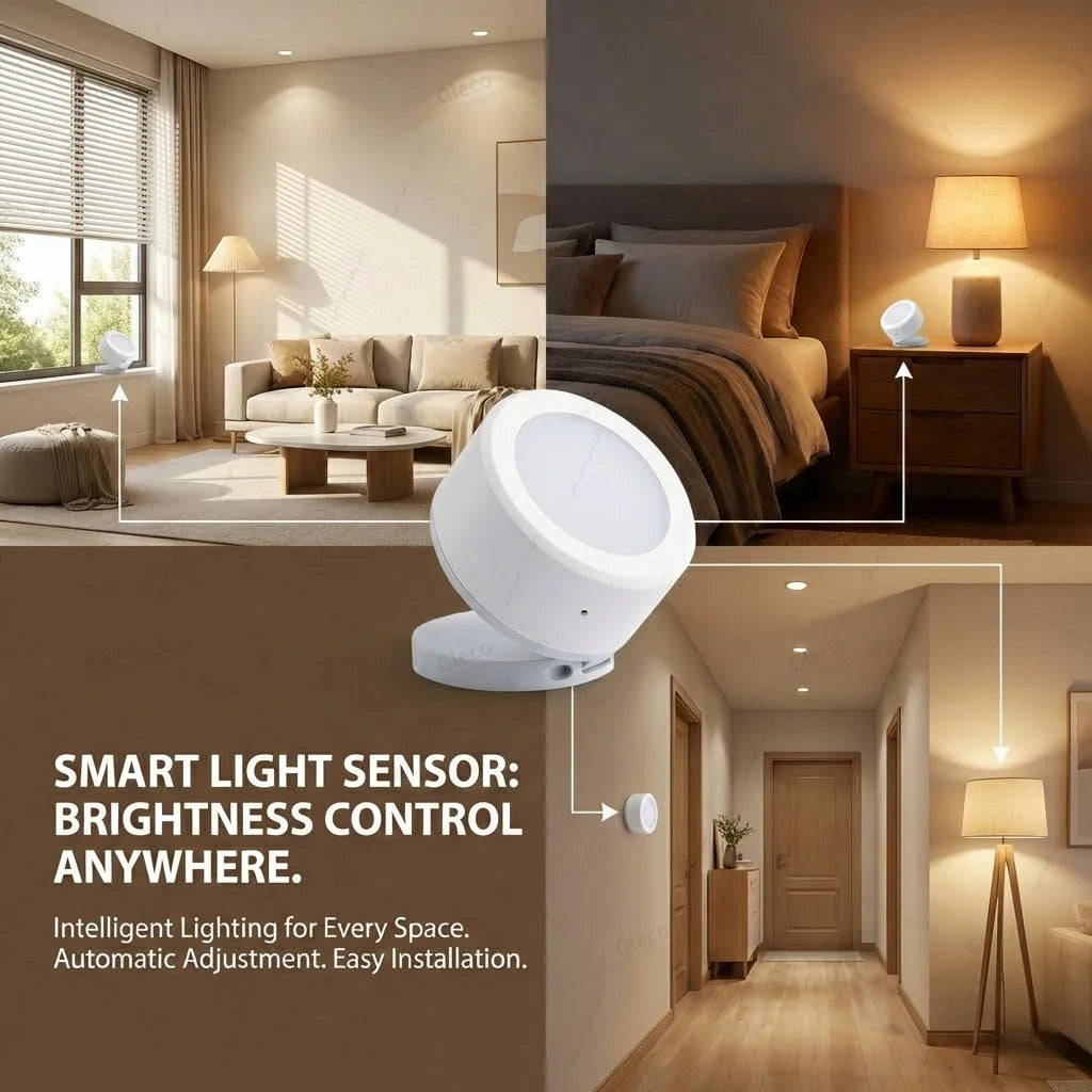 Tuya ZigBee Smart Light Brightness Sensor Luminance Illumination Detector Battery Powered For Smart Life Home Assistant Z2M Hub