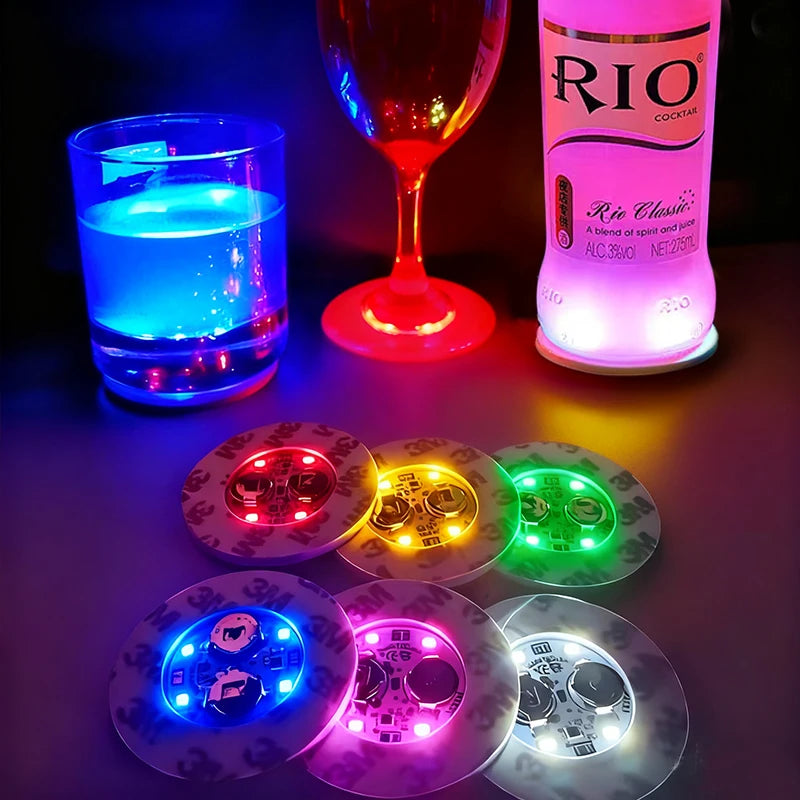 10pcs LED Light Coaster Illuminated Wine Bottle Stickers Illuminated Wine Bottle Mat Drinking Club Bars Party Decor Light