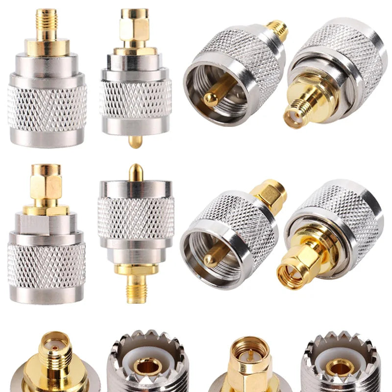 2Pcs Copper SMA Female Jack to UHF PL259 SO239 TNC N Male Female RF Coax Coaxial Straight Connector Converter