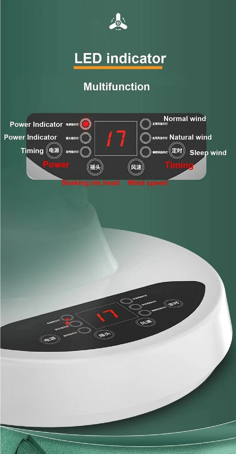 USB Smart Air Circulation Fan Electric Fan Floor Fan Silent Desktop Turbine Dormitory 3 Gear Cooling Timed Electric Fan Summer