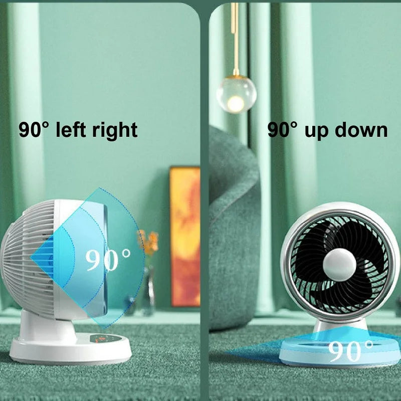 USB Smart Air Circulation Fan Electric Fan Floor Fan Silent Desktop Turbine Dormitory 3 Gear Cooling Timed Electric Fan Summer