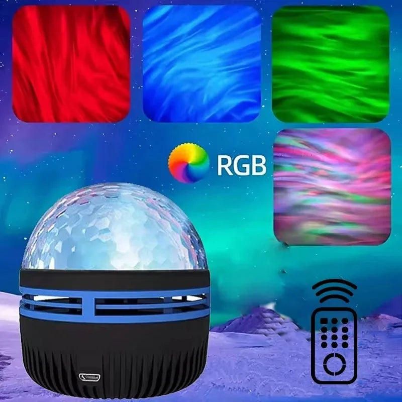 1pc Northern Lights LED Atmosphere Projector,7 Modes, Starry Rotation Projection,USB Powered,Remote Control,For Bedroom Decor