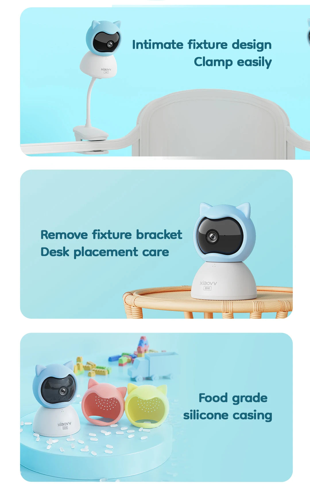 4MP WiFi xiaovv indoor Baby Monitor Two-Way Audio Motion Detection Night Vision Baby Camera for Home Security 360°