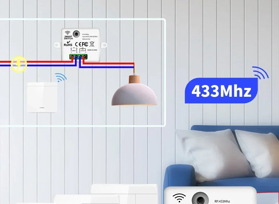 Wireless Wall Light Switch 433Mhz 1/2/3 Wall Light Panel Switch LED Interrupter Switch for Lighting 110V 220V Wireless Control
