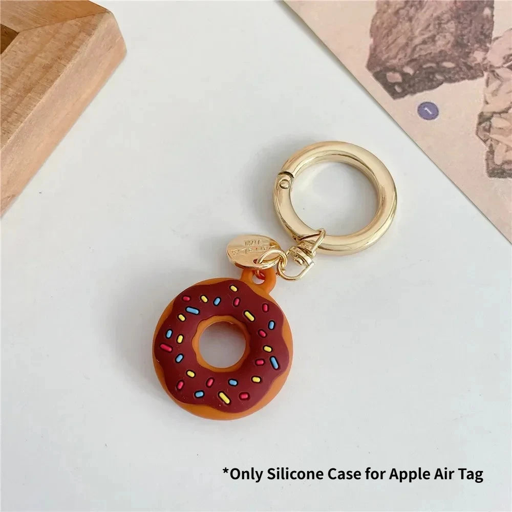 Silicone Case for Apple Air Tag Tracker Case Cartoon Donut Silicone Case for Apple Airtag Case Dog Collar GPS Finder Protective