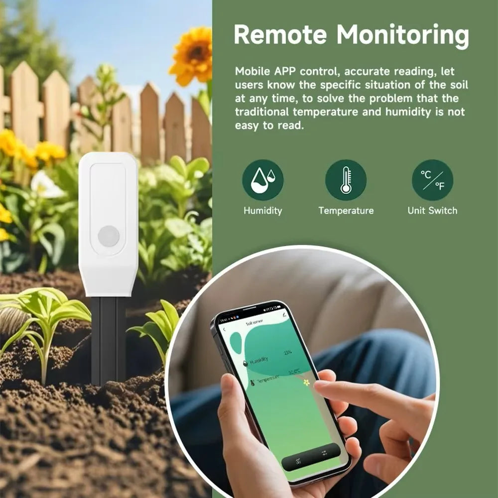 Tuya WiFi Soil Moisture Meter Temperature Humidity Sensor Garden Plant Monitor for Automatic Watering Smart Life App Control