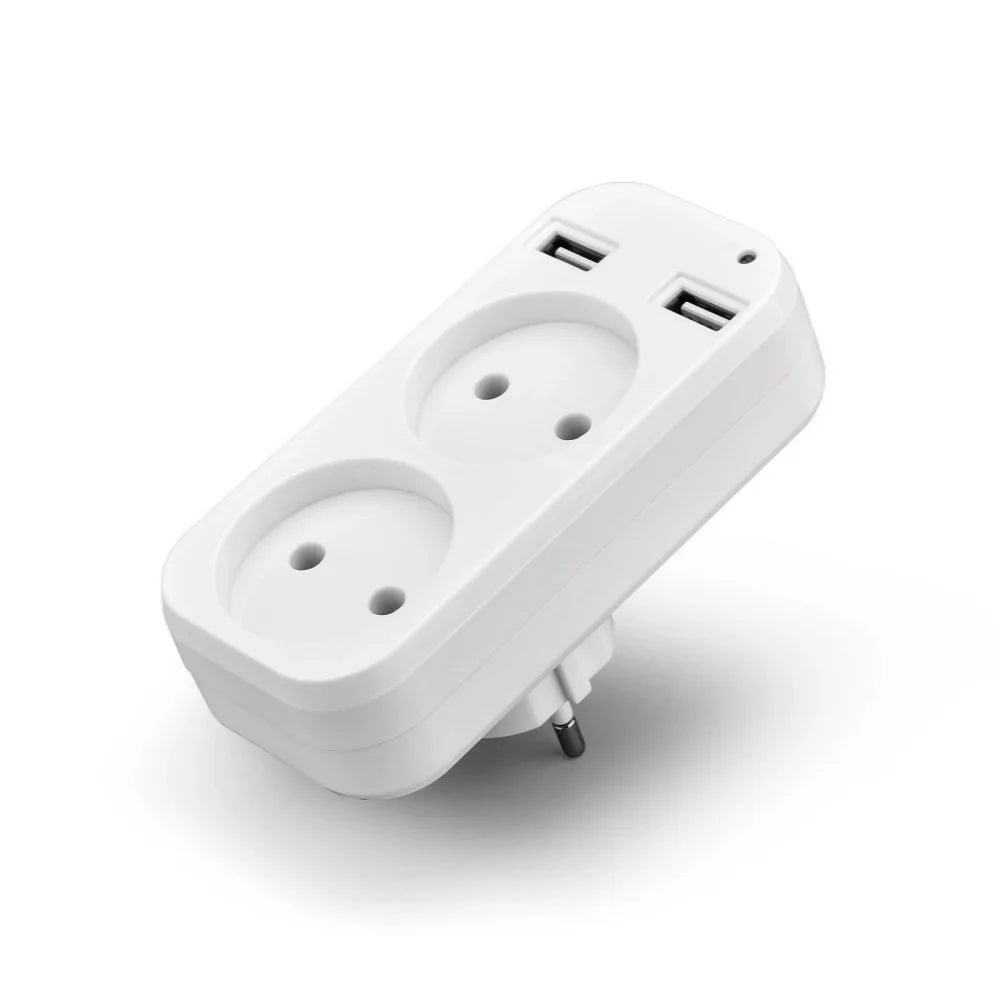 Power Strip USB Socket Adapter EU Plug AC Outlet Double Socket With 2 USB Port Fast Charging Home Office Surge Protector Adapter