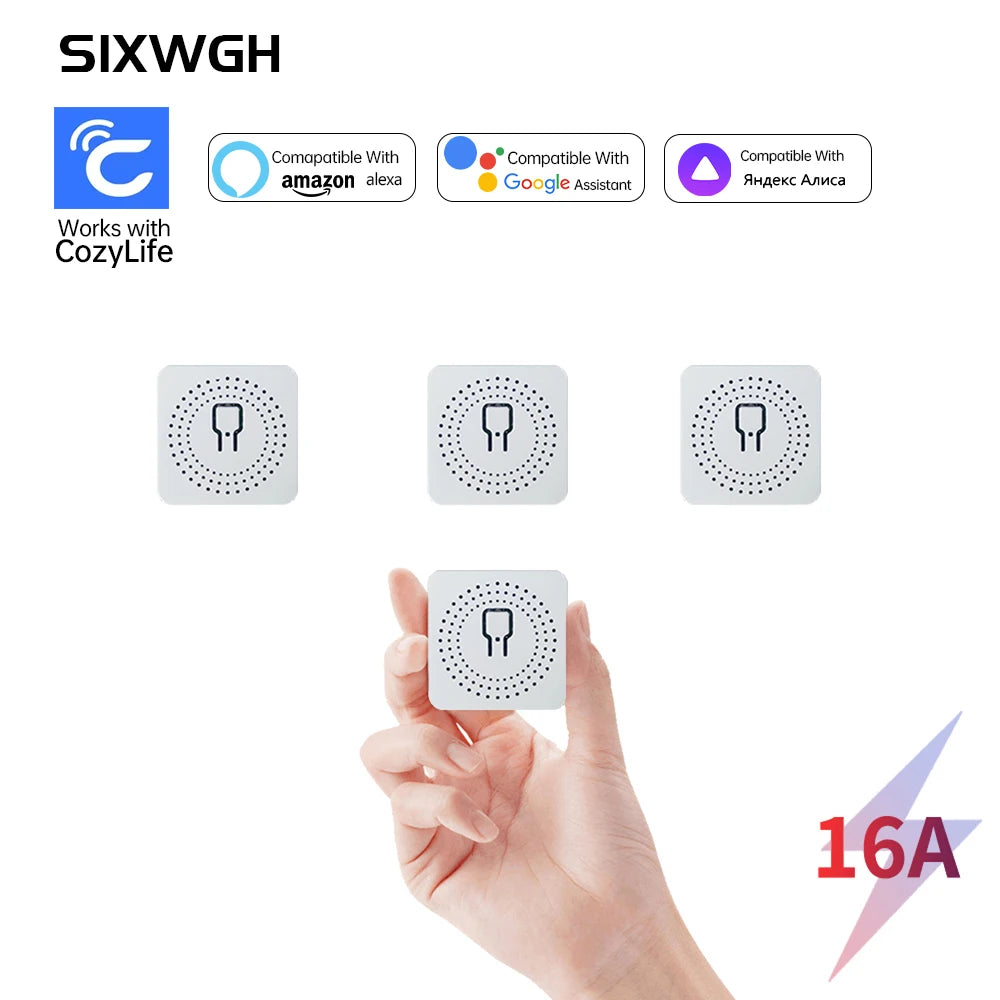 SIXWGH MiNi WiFi Smart Switch Cozylife App Remote Control Timer Home Improvement 2 way Relay Work with Google Home Aleax