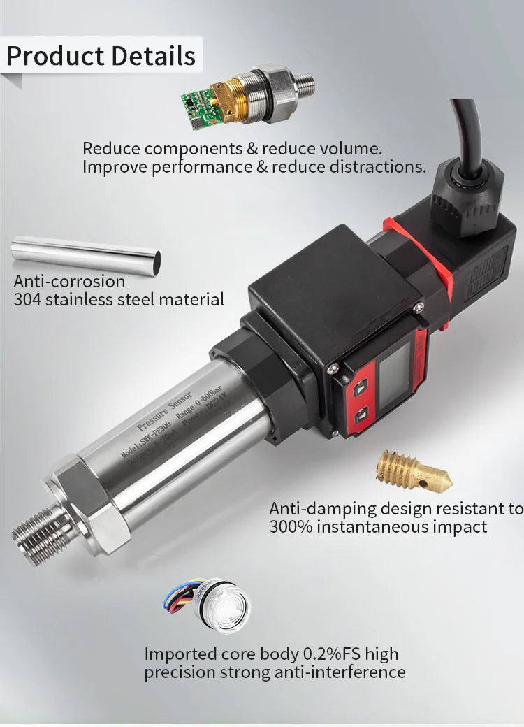 Digital Pressure Transducer 0-20Kpa 0-1Mpa 0-4Mpa Pressure Transmitter 4-20mA M20*1.5 Pressure Sensor 4-20mAPressure Transducer