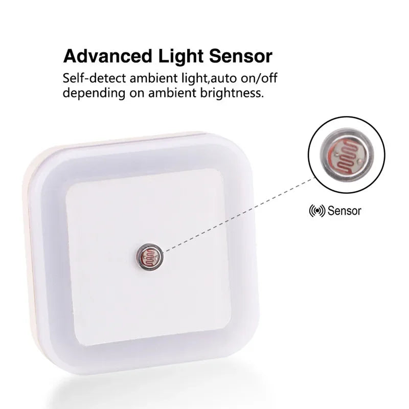 1-4pcs LED Wireless Sensor Night Light EU US Plug Mini Square Night For Baby Children Living Room Bedroom Corridor Lighting Lamp