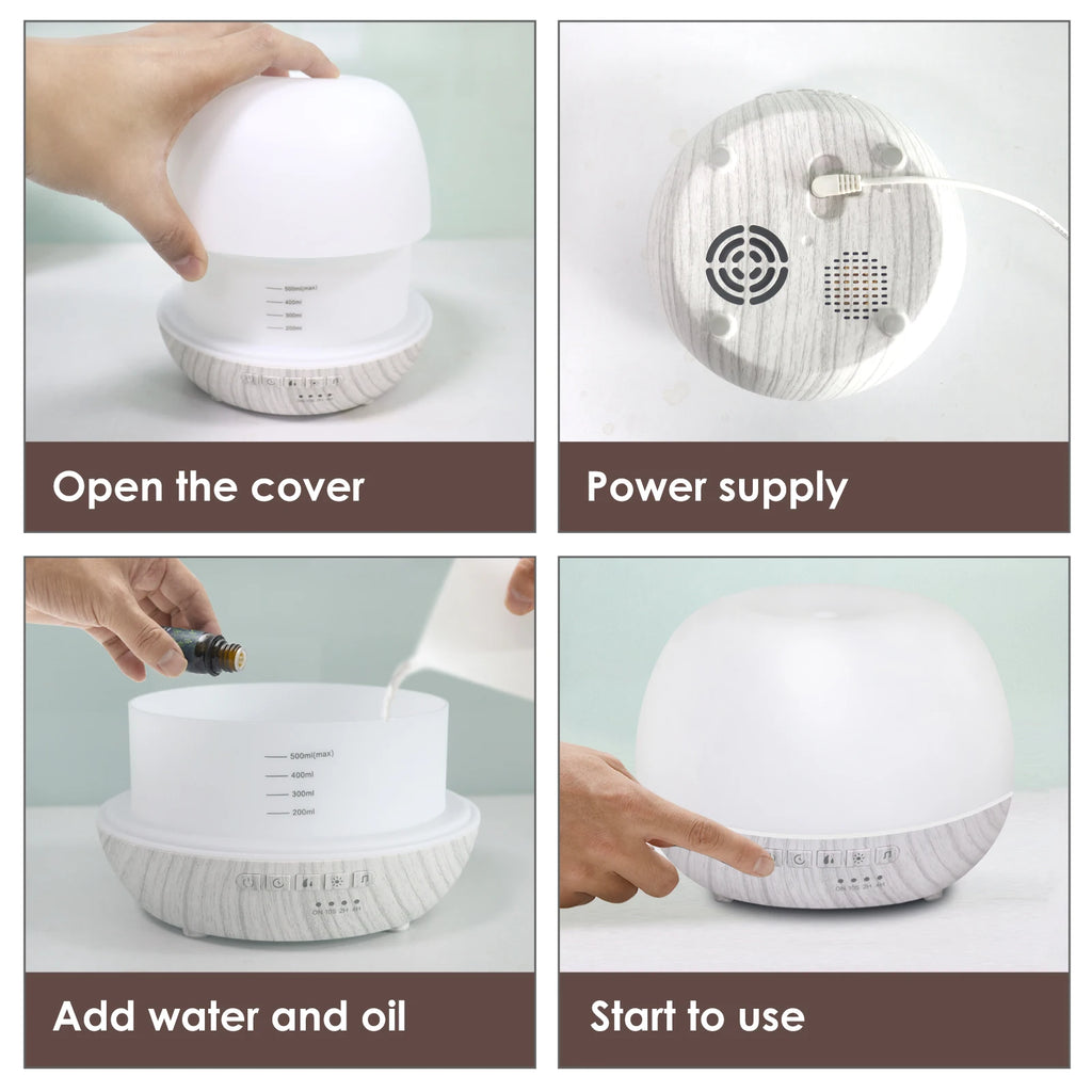 WiFi Smart 550ML Electric Aroma Diffuser Essential Oil Diffuser Air Humidifier Ultrasonic Remote Control Mist Maker Home