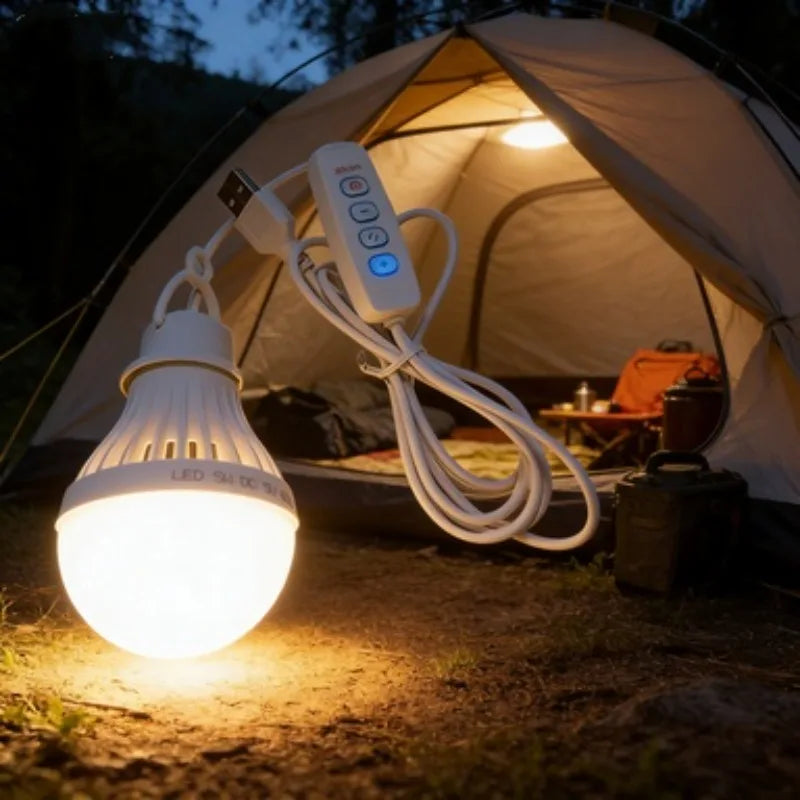 7W Camping LED Light USB Emergency Bulb Hanging Tent Light Barbecue Fishing Repair Outdoor Lamp Equipment Portable Lighting