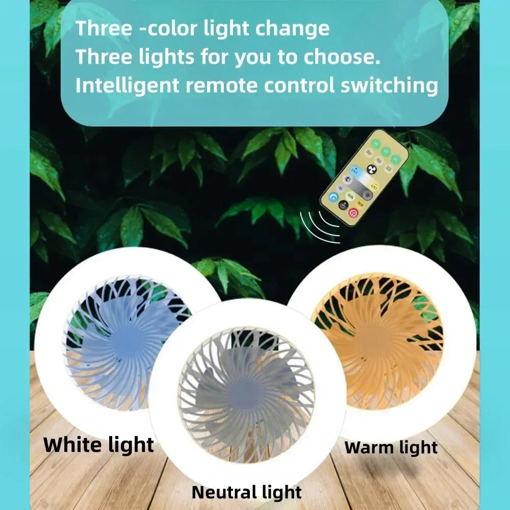 Smart 3-in-1 Ceiling Fan with Remote Control Lighting Lamp  Lighting Base for Bedroom and Living Room Silent and Convenient