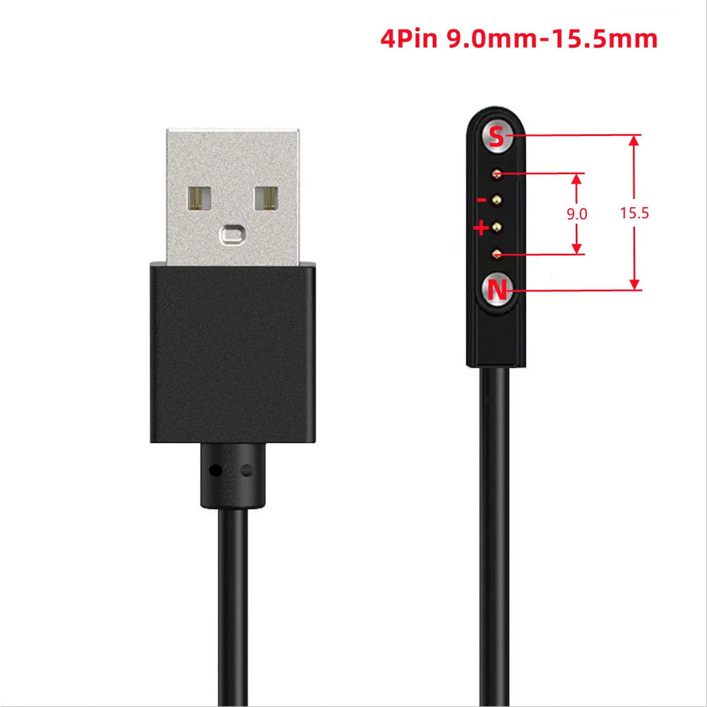 Smart Watch Magnetic Charging Cable USB Charger 2Pin 4Pin Long Power Adapter Line For Smartwatch Juicer Facial Beauty Devices