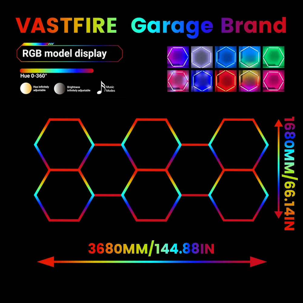 Smart RGB Honeycomb Hexagonal LED Lights with Music Function for Mobile Remote Control, Suitable for Gaming and Esports Rooms